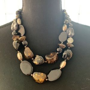 Black And Gold Large Rock Bead Necklace